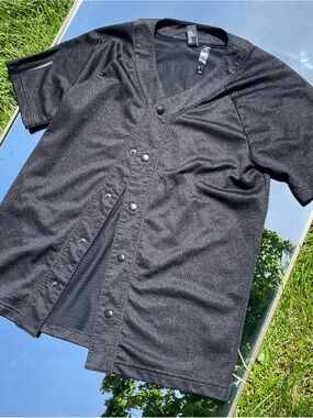 adidas Black Textured V-Neck Athletic Top